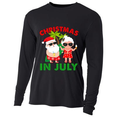 Funny Christmas In July Mr And Mrs Santa Claus Summer Cooling Performance Long Sleeve Crew
