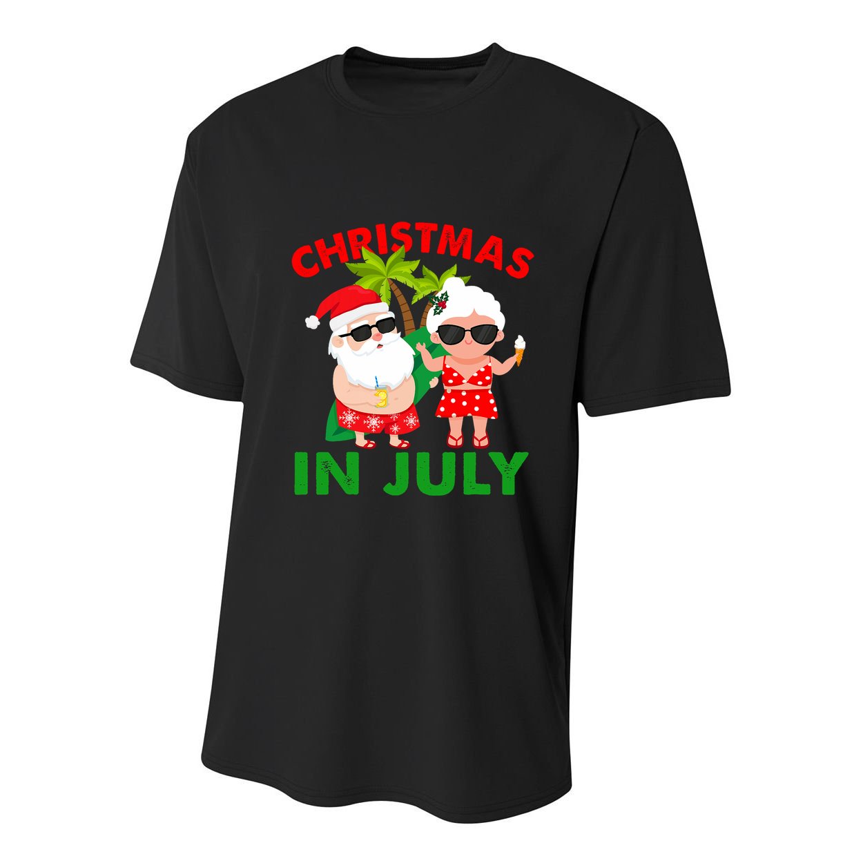 Funny Christmas In July Mr And Mrs Santa Claus Summer Youth Performance Sprint T-Shirt