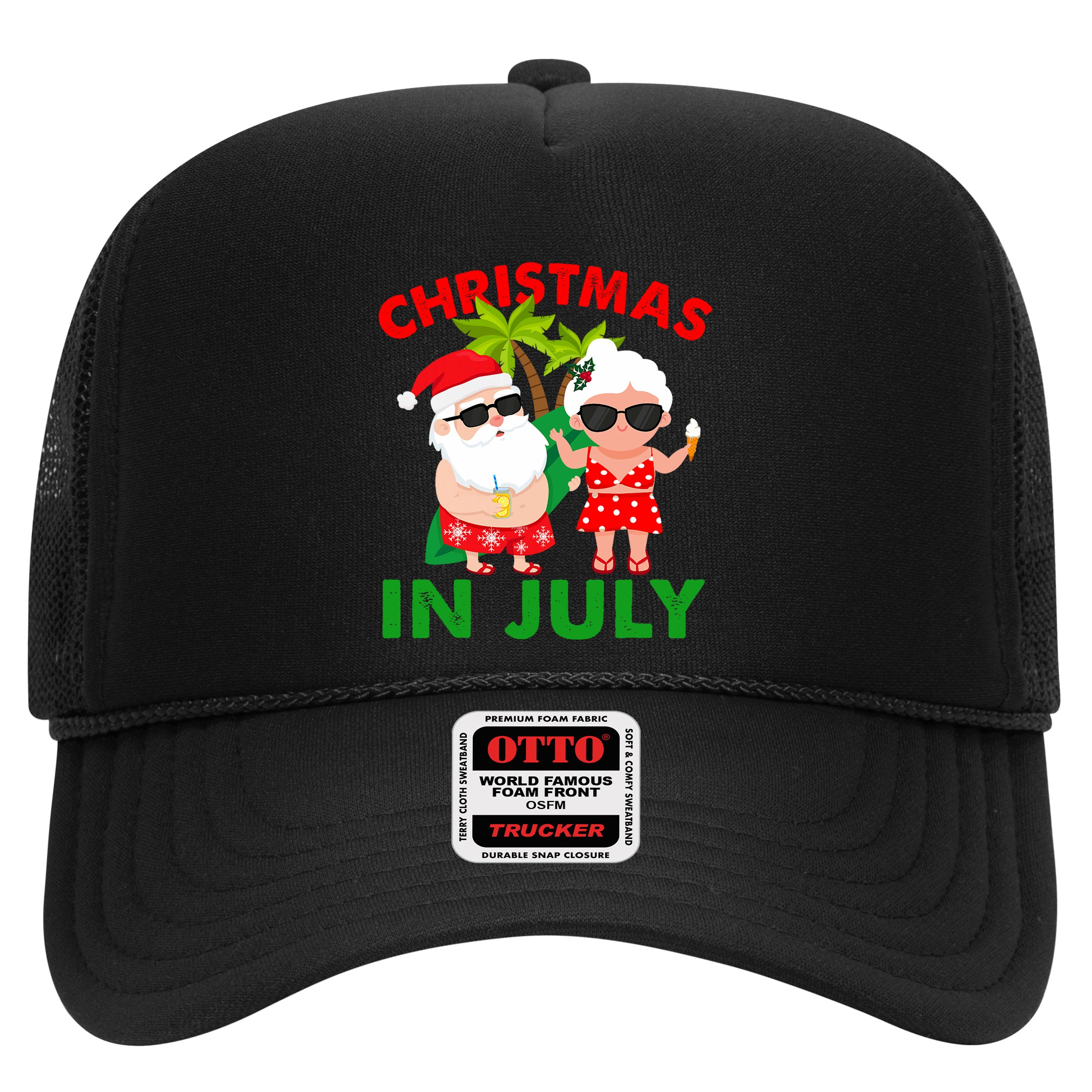 Funny Christmas In July Mr And Mrs Santa Claus Summer Hat