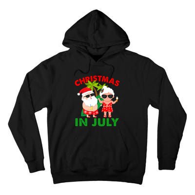 Funny Christmas In July Mr And Mrs Santa Claus Summer Tall Hoodie