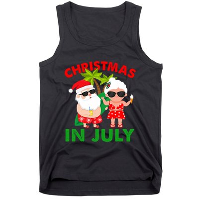 Funny Christmas In July Mr And Mrs Santa Claus Summer Tank Top