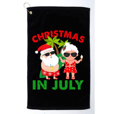 Funny Christmas In July Mr And Mrs Santa Claus Summer Golf Towel