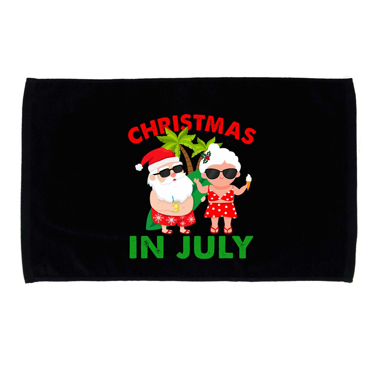 Funny Christmas In July Mr And Mrs Santa Claus Summer Microfiber Hand Towel