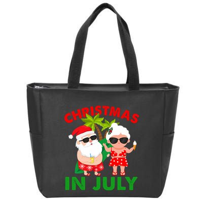 Funny Christmas In July Mr And Mrs Santa Claus Summer Zip Tote Bag