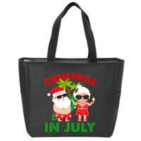 Funny Christmas In July Mr And Mrs Santa Claus Summer Zip Tote Bag