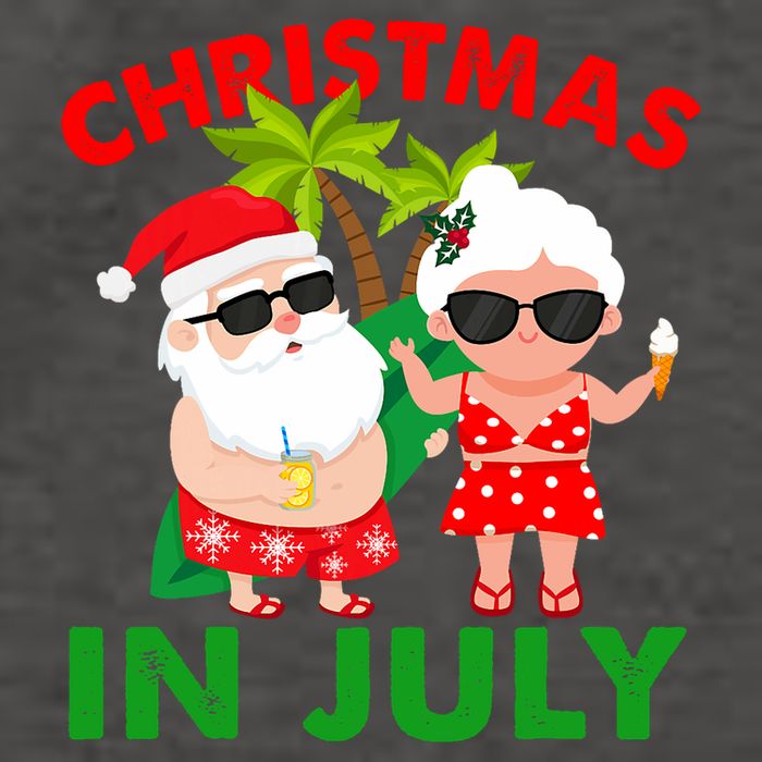 Funny Christmas In July Mr And Mrs Santa Claus Summer Vector Backpack