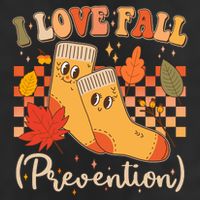 Funny Cute I Love Fall Prevention Retro Cartoon Socks Autumn Lover 7 Panel Mesh Trucker Snapback Hat