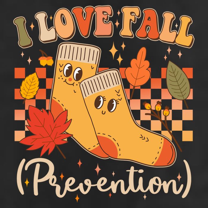 Funny Cute I Love Fall Prevention Retro Cartoon Socks Autumn Lover 7 Panel Mesh Trucker Snapback Hat