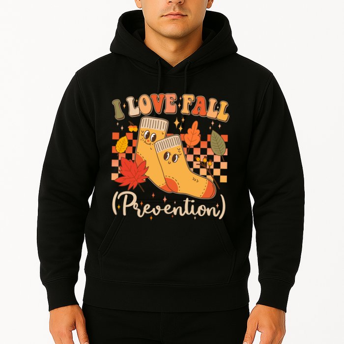 Funny Cute I Love Fall Prevention Retro Cartoon Socks Autumn Lover Hoodie