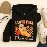 Funny Cute I Love Fall Prevention Retro Cartoon Socks Autumn Lover Hoodie
