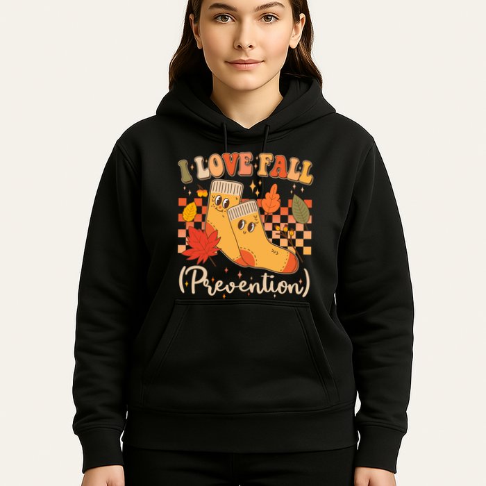 Funny Cute I Love Fall Prevention Retro Cartoon Socks Autumn Lover Hoodie