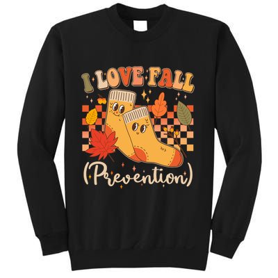 Funny Cute I Love Fall Prevention Retro Cartoon Socks Autumn Lover Sweatshirt