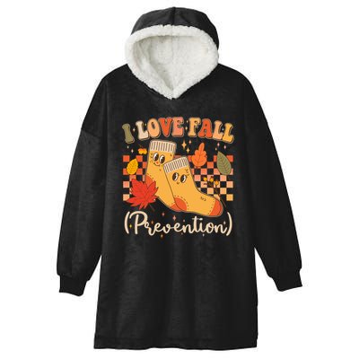 Funny Cute I Love Fall Prevention Retro Cartoon Socks Autumn Lover Hooded Wearable Blanket