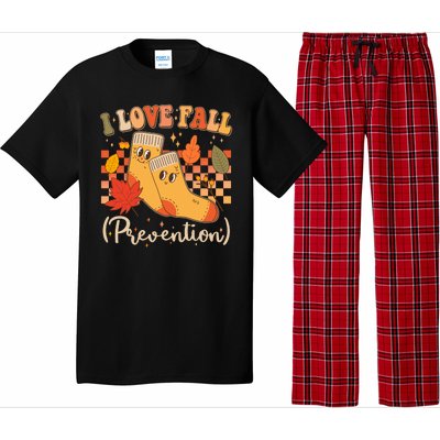 Funny Cute I Love Fall Prevention Retro Cartoon Socks Autumn Lover Pajama Set