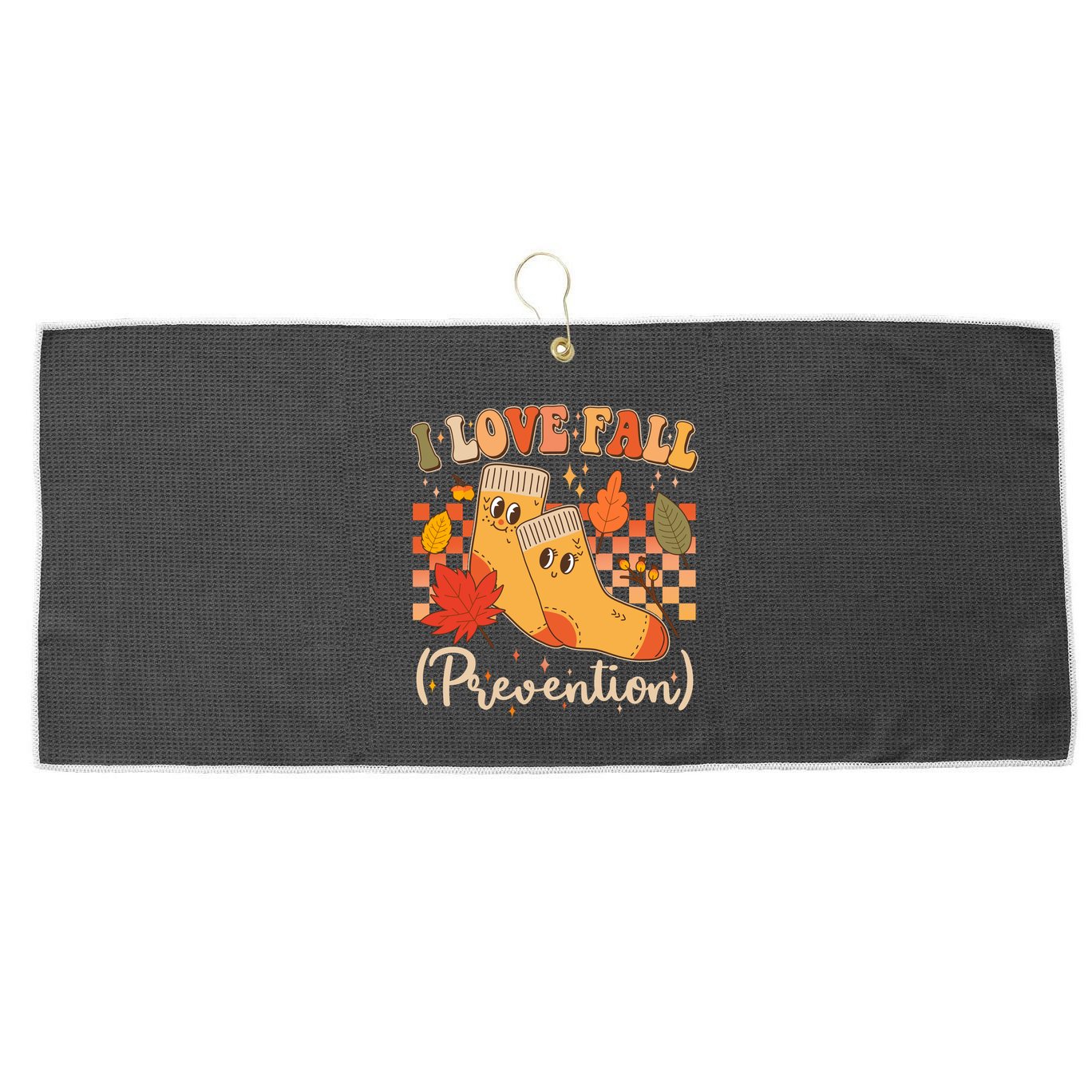 Funny Cute I Love Fall Prevention Retro Cartoon Socks Autumn Lover Large Microfiber Waffle Golf Towel