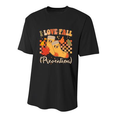 Funny Cute I Love Fall Prevention Retro Cartoon Socks Autumn Lover Youth Performance Sprint T-Shirt