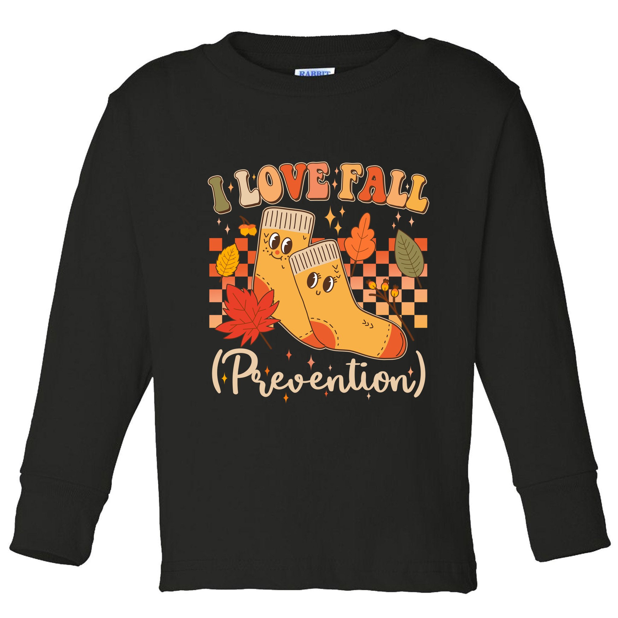 Funny Cute I Love Fall Prevention Retro Cartoon Socks Autumn Lover Toddler Long Sleeve Shirt