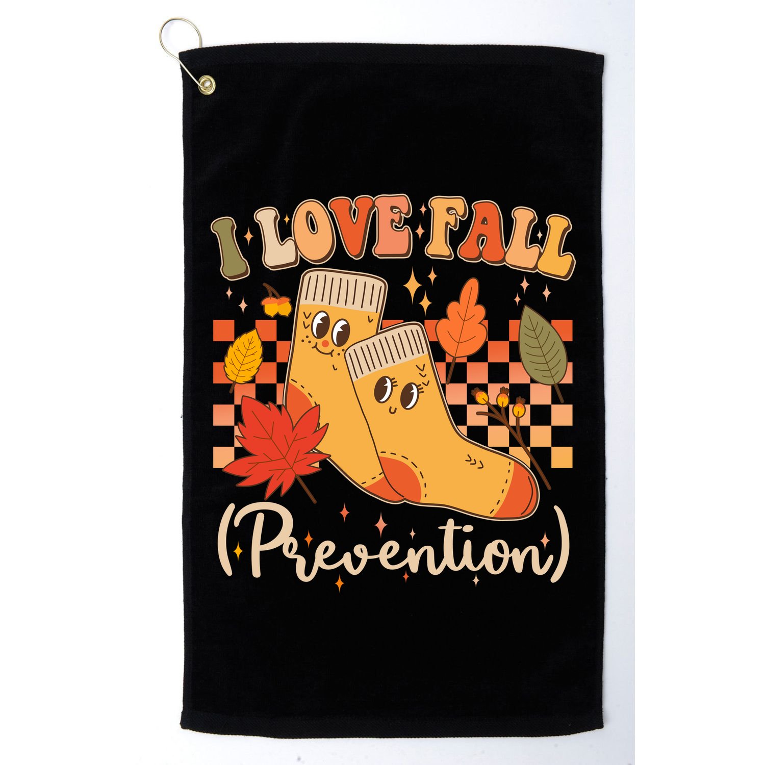 Funny Cute I Love Fall Prevention Retro Cartoon Socks Autumn Lover Golf Towel