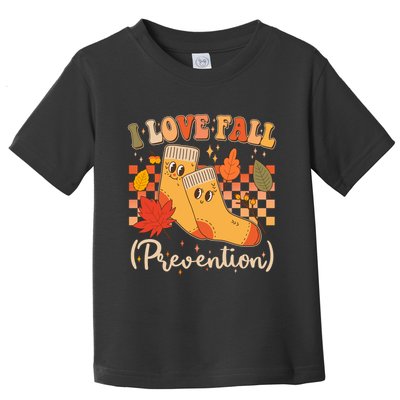 Funny Cute I Love Fall Prevention Retro Cartoon Socks Autumn Lover Toddler T-Shirt
