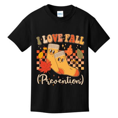 Funny Cute I Love Fall Prevention Retro Cartoon Socks Autumn Lover Kids T-Shirt