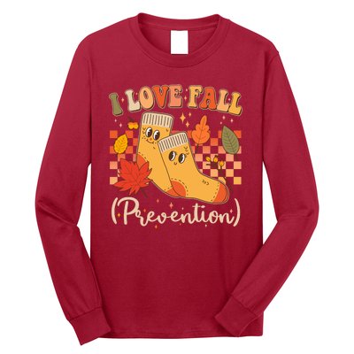 Funny Cute I Love Fall Prevention Retro Cartoon Socks Autumn Lover Long Sleeve Shirt