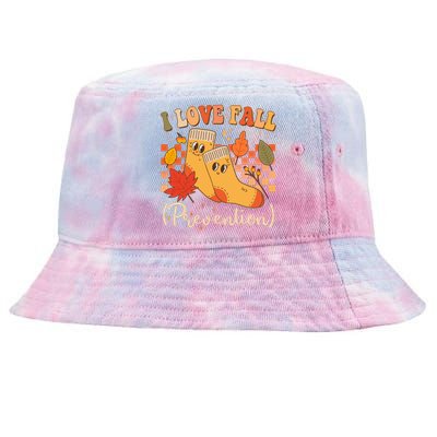 Funny Cute I Love Fall Prevention Retro Cartoon Socks Autumn Lover Tie-Dyed Bucket Hat