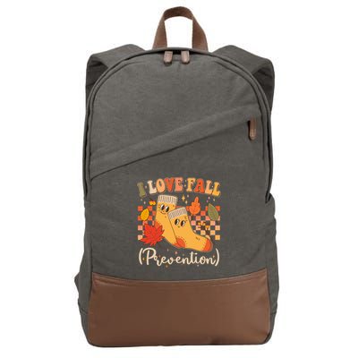 Funny Cute I Love Fall Prevention Retro Cartoon Socks Autumn Lover Cotton Canvas Backpack