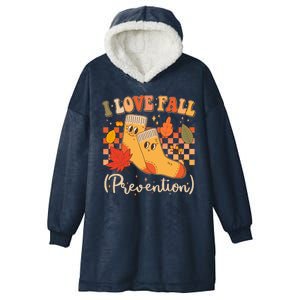 Funny Cute I Love Fall Prevention Retro Cartoon Socks Autumn Lover Hooded Wearable Blanket