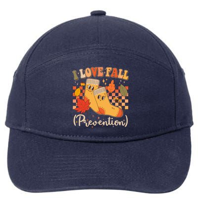 Funny Cute I Love Fall Prevention Retro Cartoon Socks Autumn Lover 7-Panel Snapback Hat