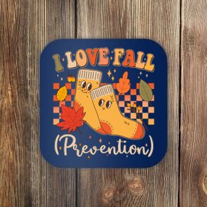 Funny Cute I Love Fall Prevention Retro Cartoon Socks Autumn Lover Coaster