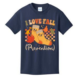 Funny Cute I Love Fall Prevention Retro Cartoon Socks Autumn Lover Kids T-Shirt