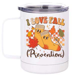 Funny Cute I Love Fall Prevention Retro Cartoon Socks Autumn Lover 12 oz Stainless Steel Tumbler Cup