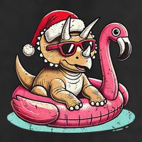 Funny Christmas In July Triceratops Santa Flamingo Floatie Cool Comfort Performance Bucket Hat