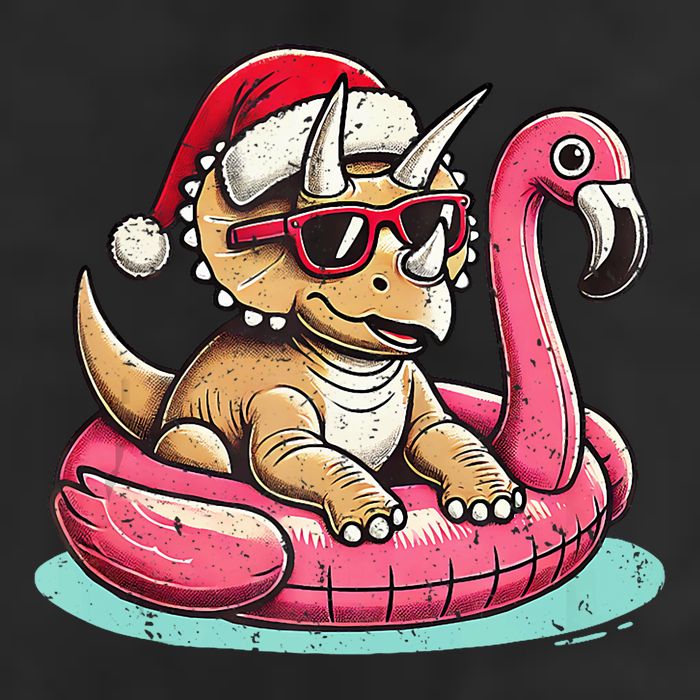 Funny Christmas In July Triceratops Santa Flamingo Floatie Cool Comfort Performance Bucket Hat