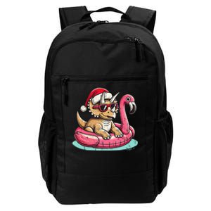 Funny Christmas In July Triceratops Santa Flamingo Floatie Daily Commute Backpack