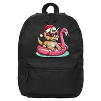 Funny Christmas In July Triceratops Santa Flamingo Floatie 16 in Basic Backpack