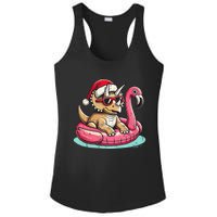 Funny Christmas In July Triceratops Santa Flamingo Floatie Ladies PosiCharge Competitor Racerback Tank