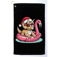 Funny Christmas In July Triceratops Santa Flamingo Floatie Golf Towel