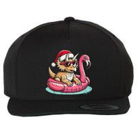 Funny Christmas In July Triceratops Santa Flamingo Floatie Wool Snapback Cap