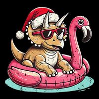 Funny Christmas In July Triceratops Santa Flamingo Floatie Wool Snapback Cap