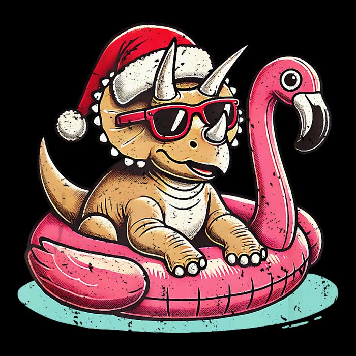 Funny Christmas In July Triceratops Santa Flamingo Floatie Wool Snapback Cap