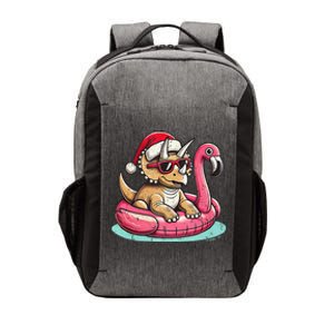 Funny Christmas In July Triceratops Santa Flamingo Floatie Vector Backpack