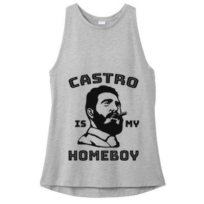 Fidel Castro Is My Homeboy Funny Cuba Ladies PosiCharge Tri-Blend Wicking Tank
