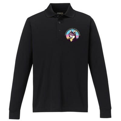 Funny Cute I Work Hard So My Husky Can Have A Better Life Performance Long Sleeve Polo