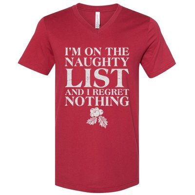 Funny Christmas I'm On The Naughty List And I Regret Nothing V-Neck T-Shirt