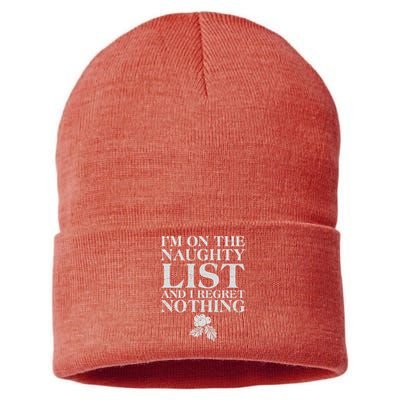 Funny Christmas I'm On The Naughty List And I Regret Nothing Sustainable Knit Beanie