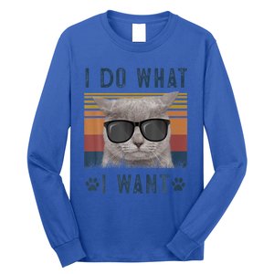 Funny Cat I Do What I Want Cat Retro 90s Cat Lovers Gift Long Sleeve Shirt