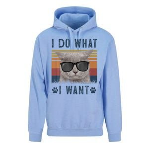 Funny Cat I Do What I Want Cat Retro 90s Cat Lovers Gift Unisex Surf Hoodie