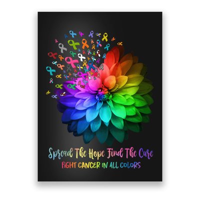 Fight Cancer In All Color Spread The Hope Find a Cure Poster