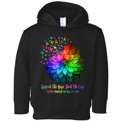 Fight Cancer In All Color Spread The Hope Find a Cure Toddler Hoodie